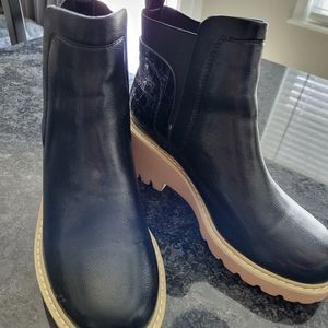 Womens Black Leather Booties